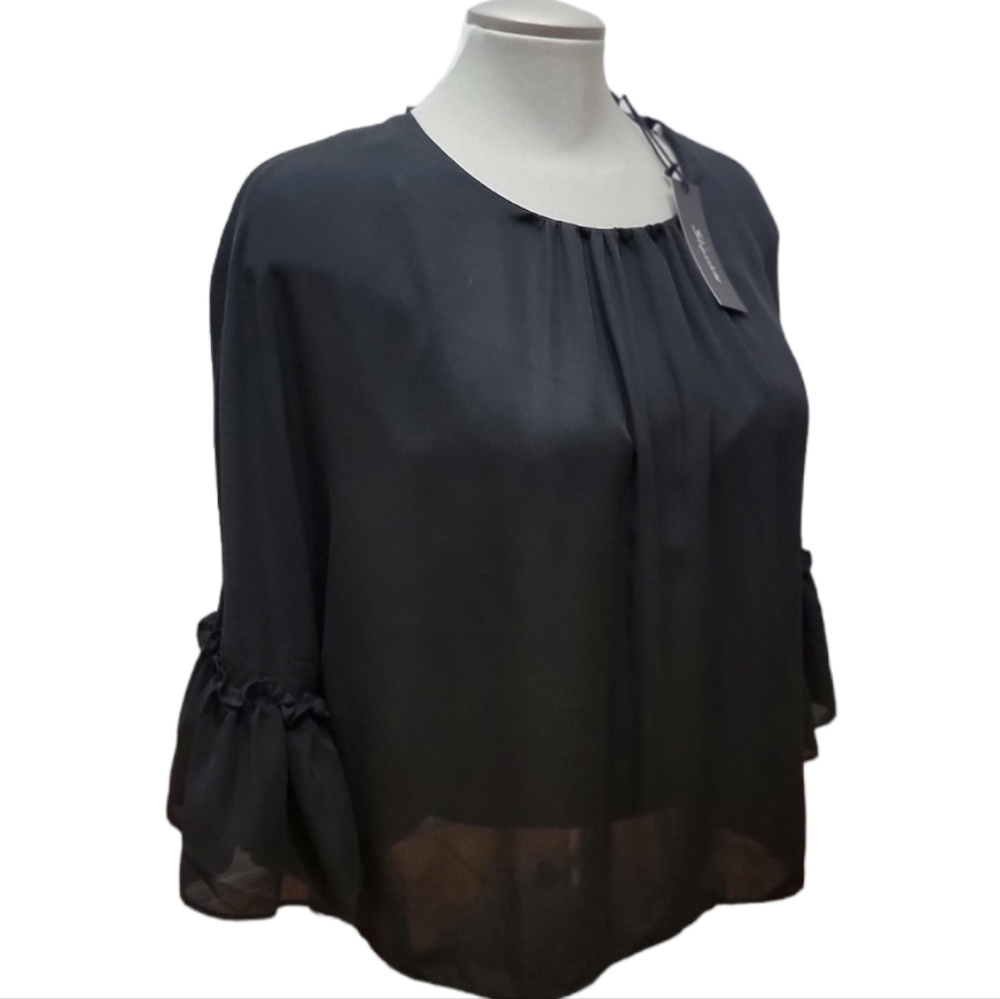 ❤️New Shinestar Womens See Through Ruffled Long Sleeve